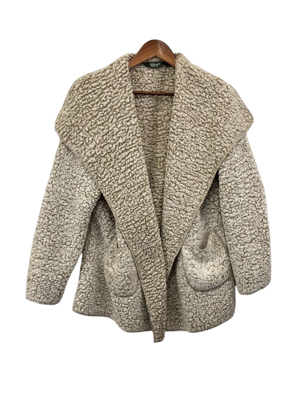 Open-Front Teddy Jacket with Shawl Collar - Cream